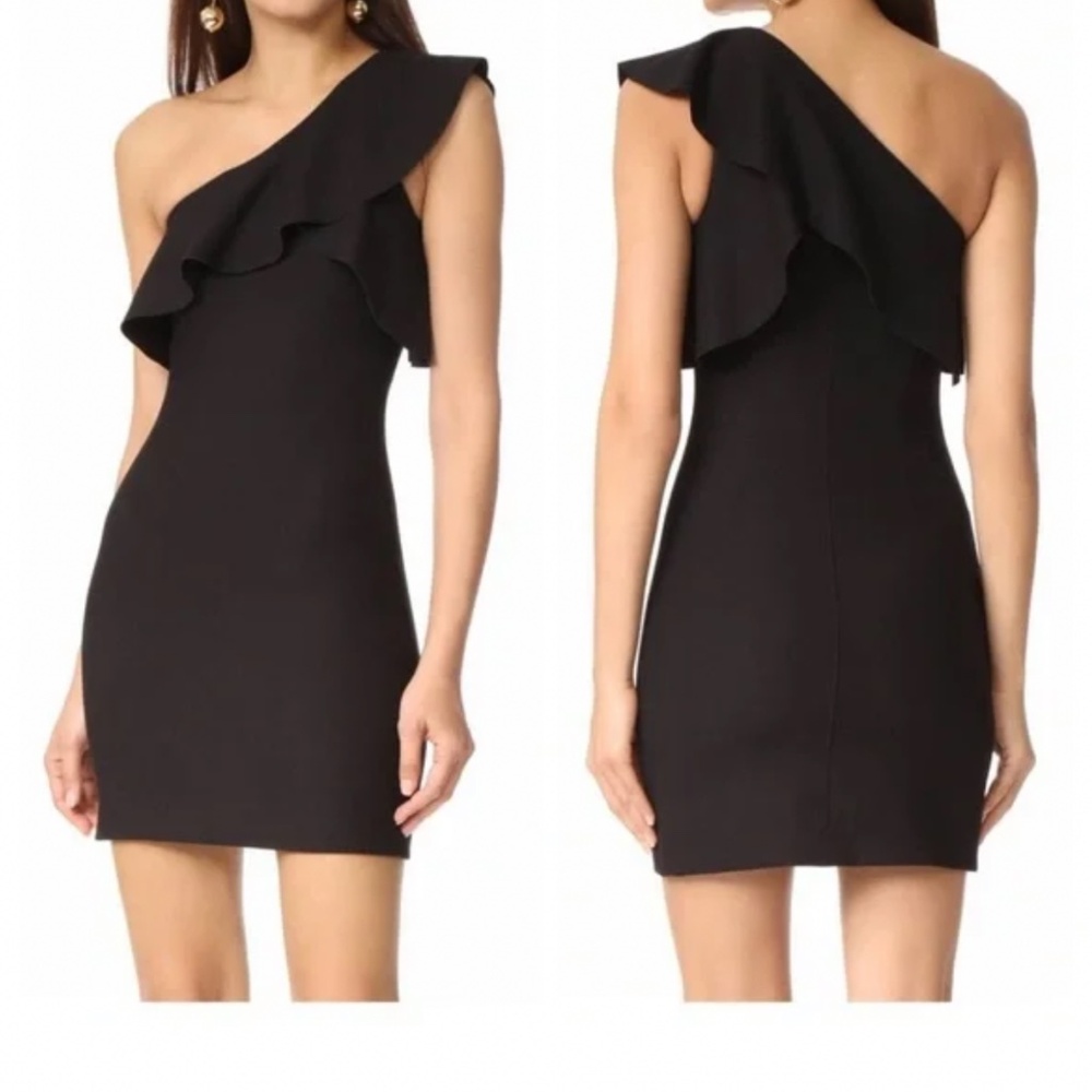 Elizabeth and James One shoulder black shift dress
